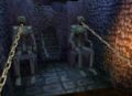 The statues in the original game.